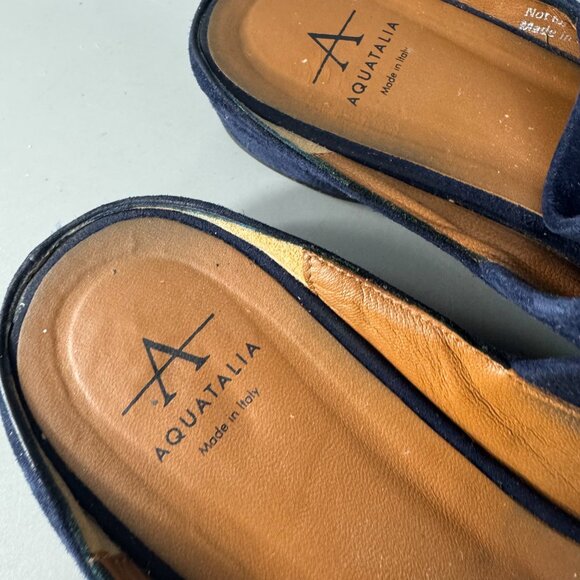 Aquatalia Made in Italy Navy Blue Suede Slide-in Sandals, Size 7 - Picture 12 of 13